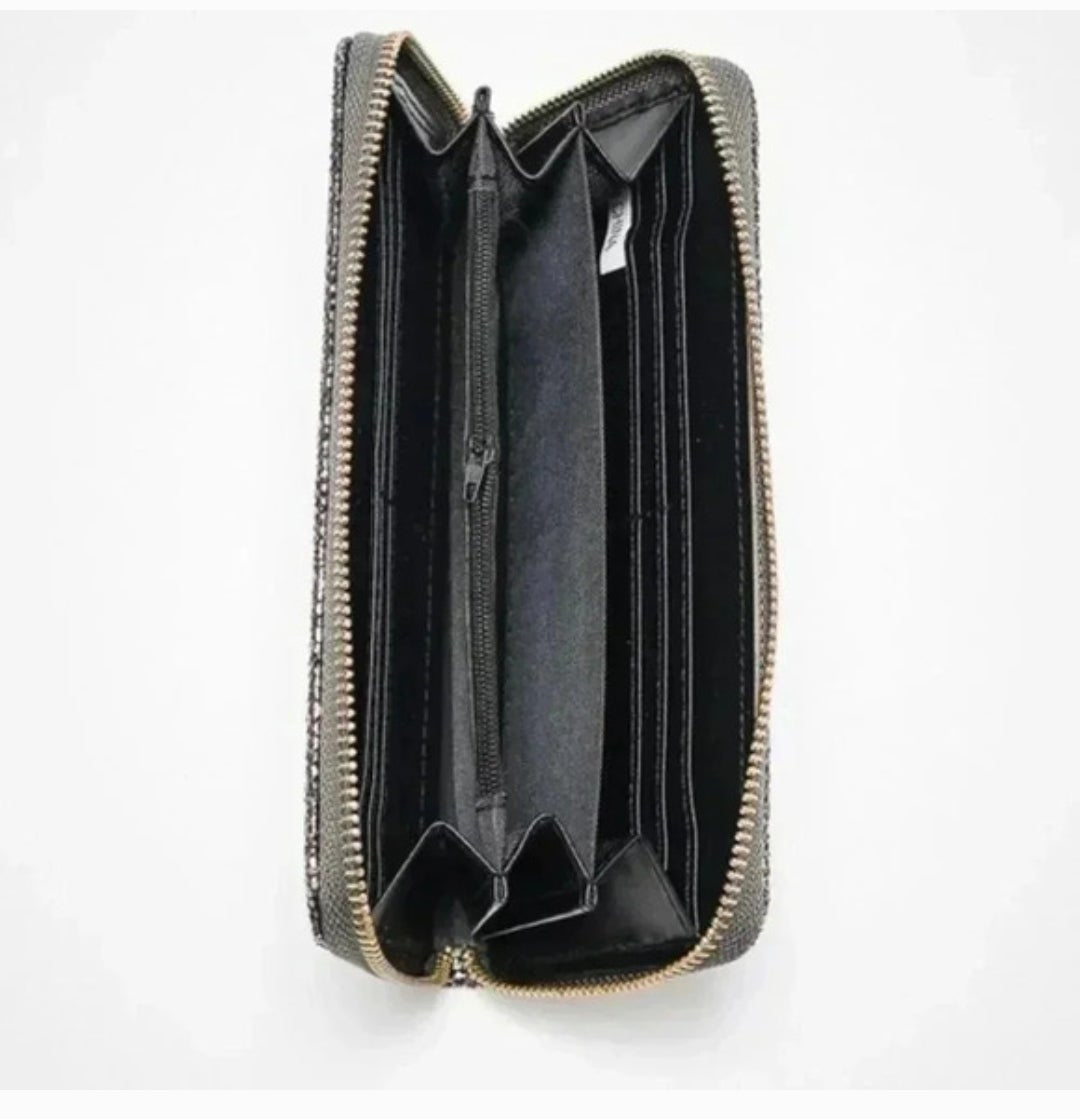 Blush Snake-Print Zip Wallet